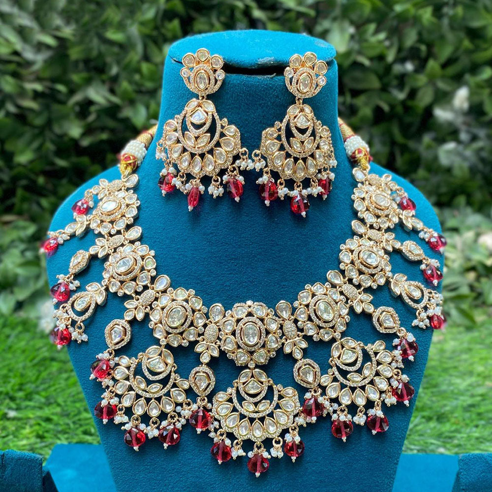 Royal Kundan Jewellery Polki Kundan Stone And Beads Necklace Set