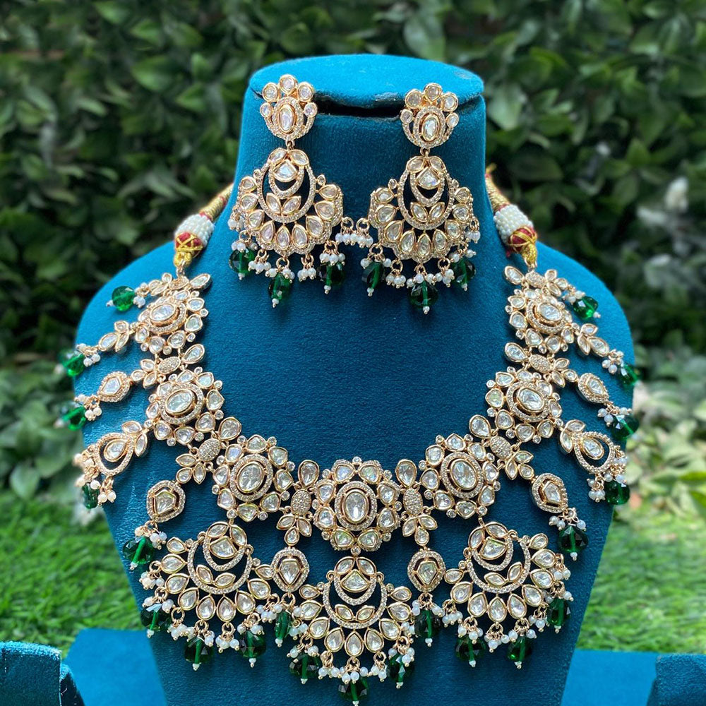 Royal Kundan Jewellery Polki Kundan Stone And Beads Necklace Set