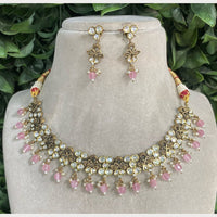 Royal Kundan Jewellery Polki Kundan Stone And Beads Necklace Set