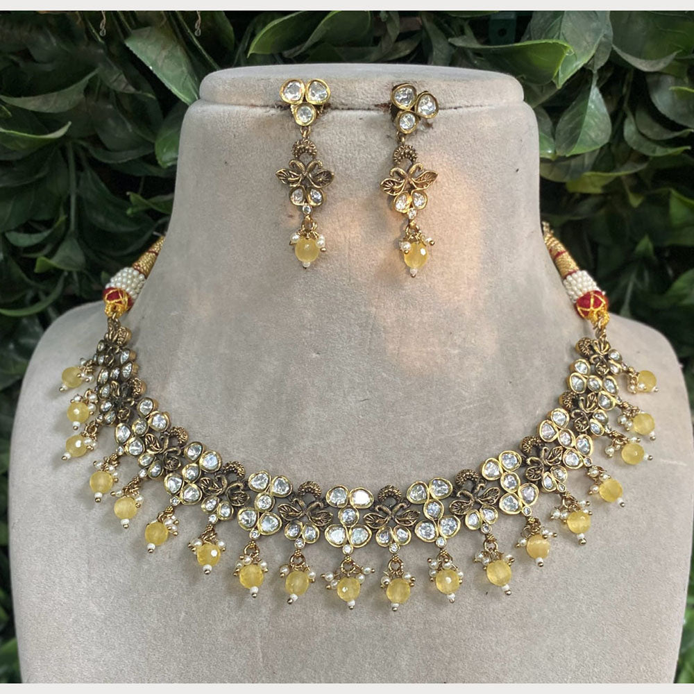 Royal Kundan Jewellery Polki Kundan Stone And Beads Necklace Set