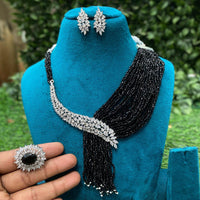 Royal Kundan Jewellery Designer American Diamond And Pearl Necklace Set 