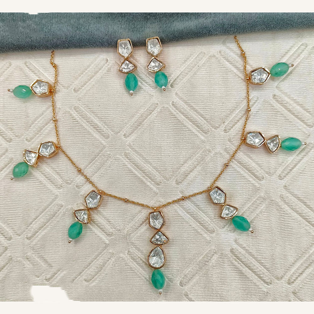 Royal Kundan Jewellery Elegant Polki Kundan Stone And Beads Necklace Set