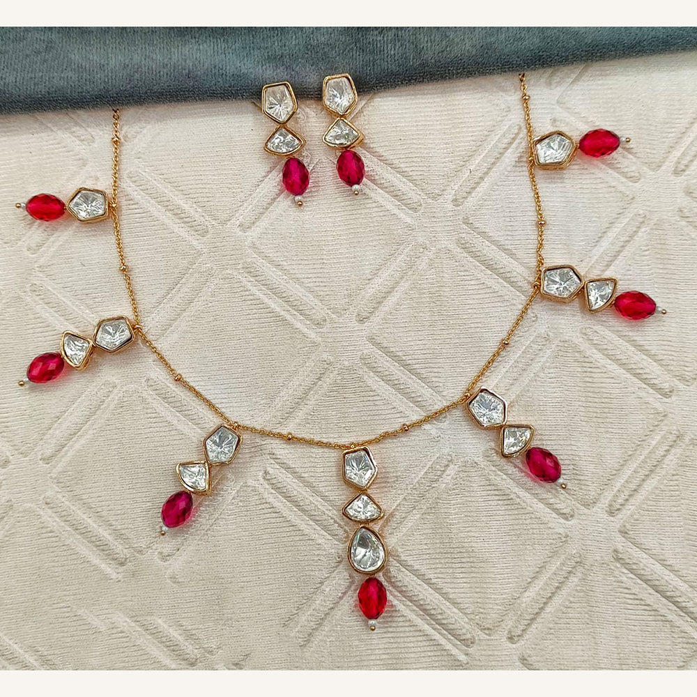 Royal Kundan Jewellery Elegant Polki Kundan Stone And Beads Necklace Set