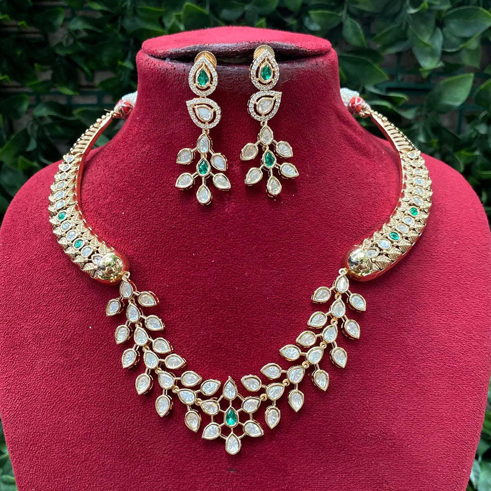 Royal Kundan Jewellery Designer Polki Kundan Stone Necklace Set