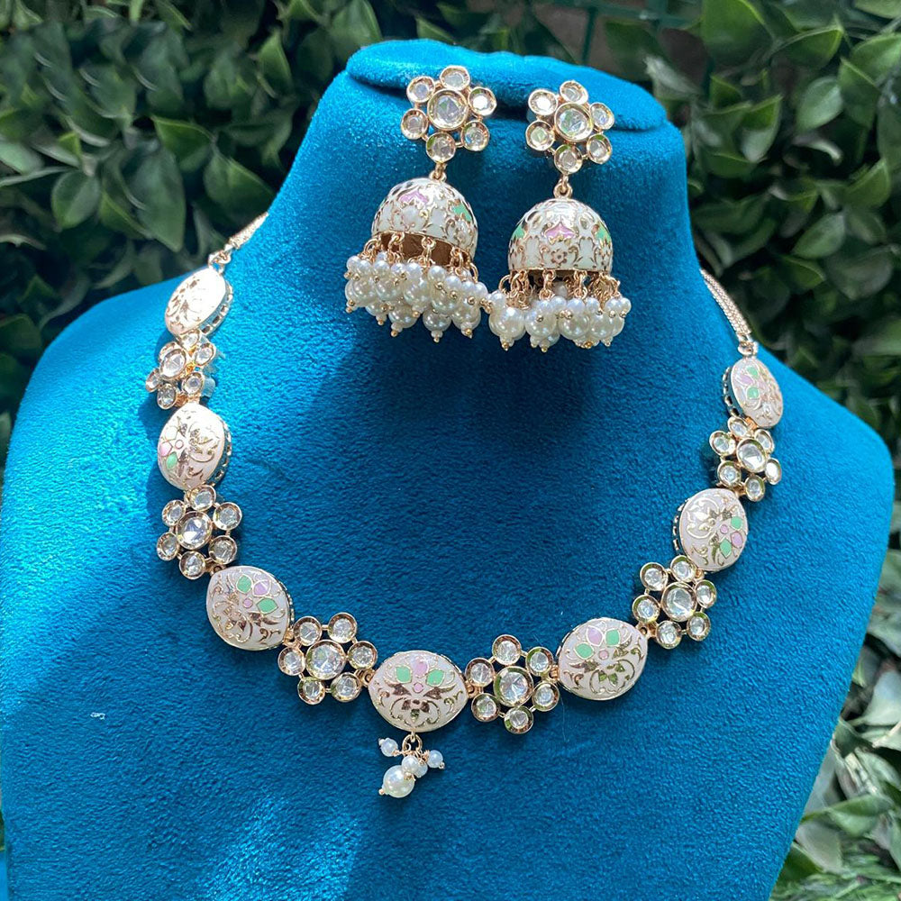 Royal Kundan Jewellery Heritage Style Polki Kundan Stone And Meenakari Necklace Set