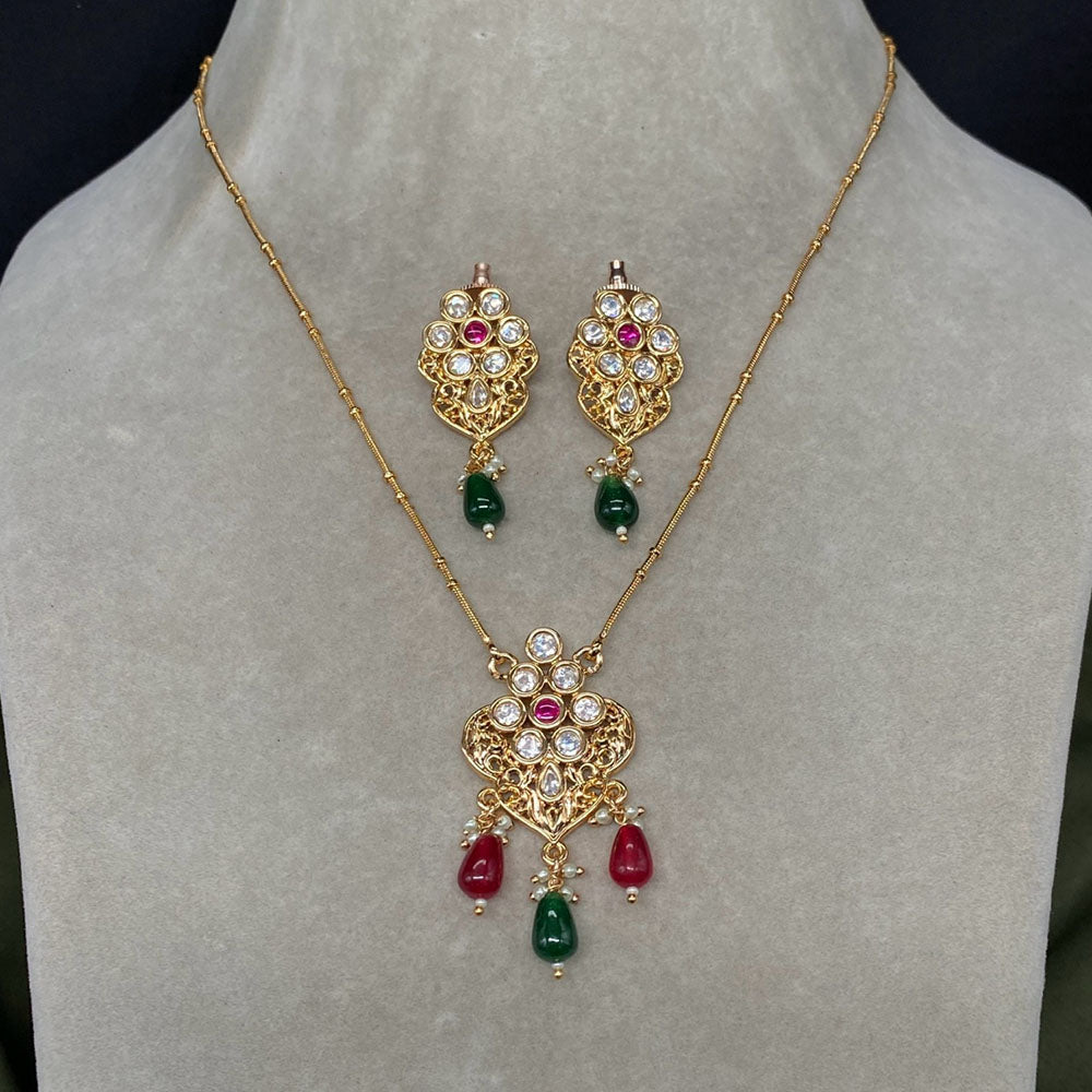 Royal Kundan Jewellery Trendy Polki Kundan Stone And Beads Necklace Set