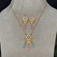 Royal Kundan Jewellery Trendy Polki Kundan Stone And Beads Necklace Set