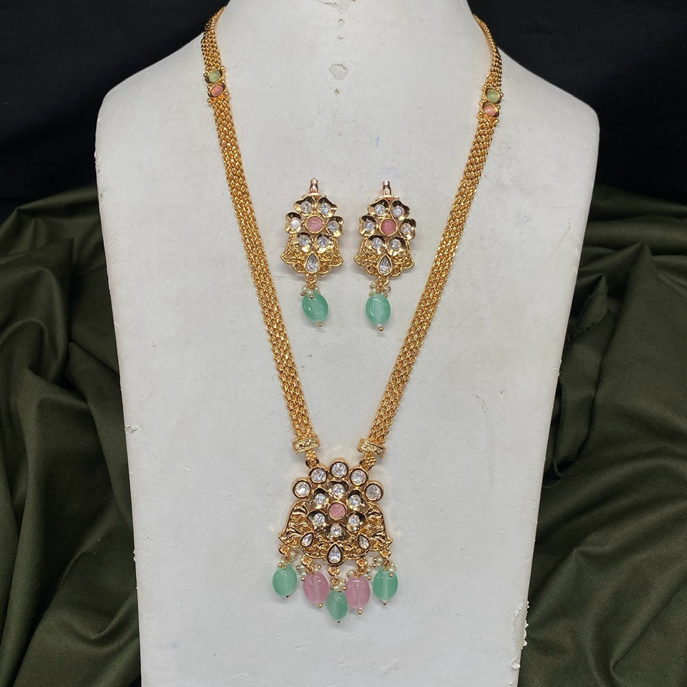 Royal Kundan Jewellery Trendy Polki Kundan Stone And Beads Necklace Set