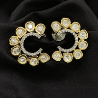 Royal Kundan Jewellery Gold Polish Polki Kundan Look Stud Earrings
