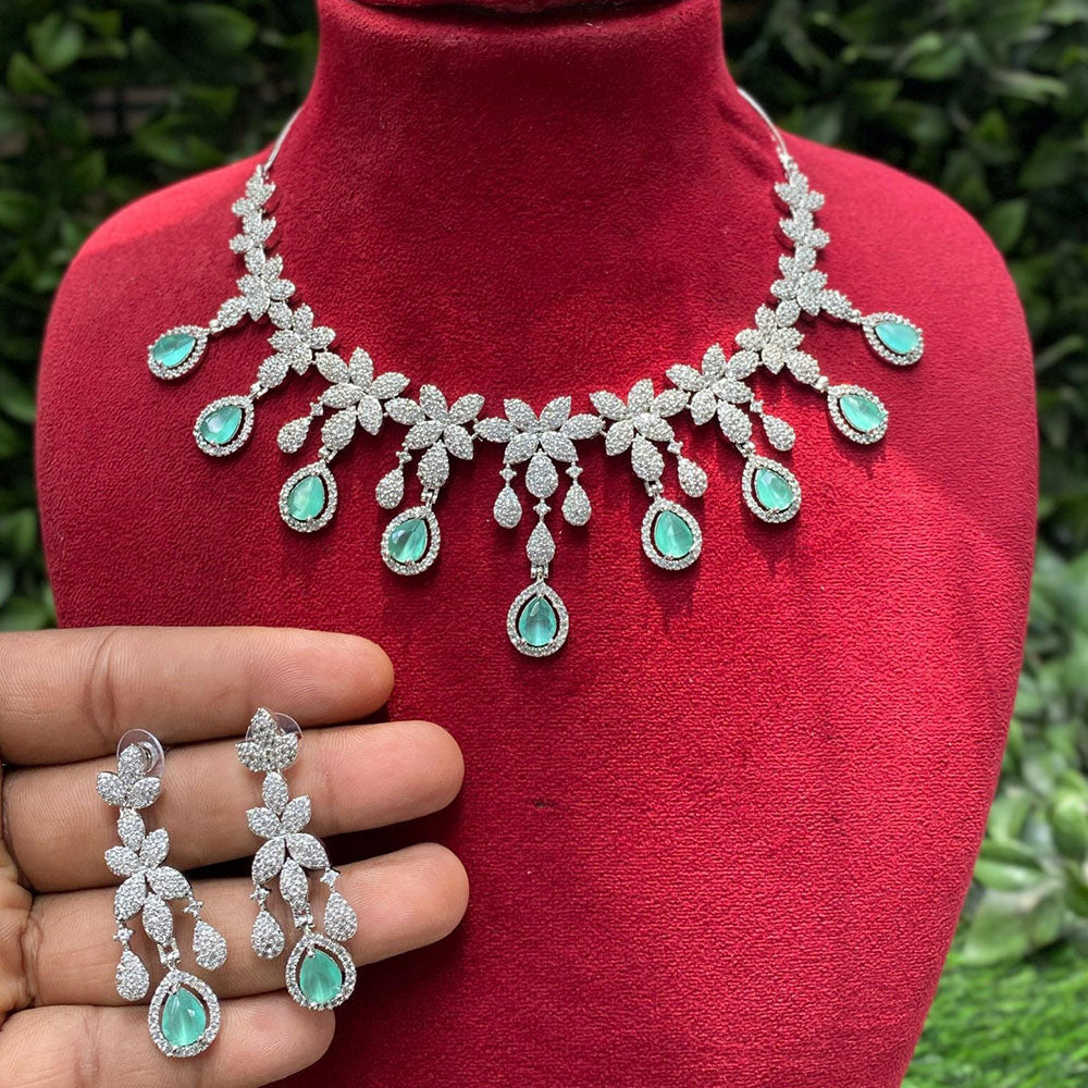 Royal Kundan Jewellery Glamorous American Diamond Necklace Set