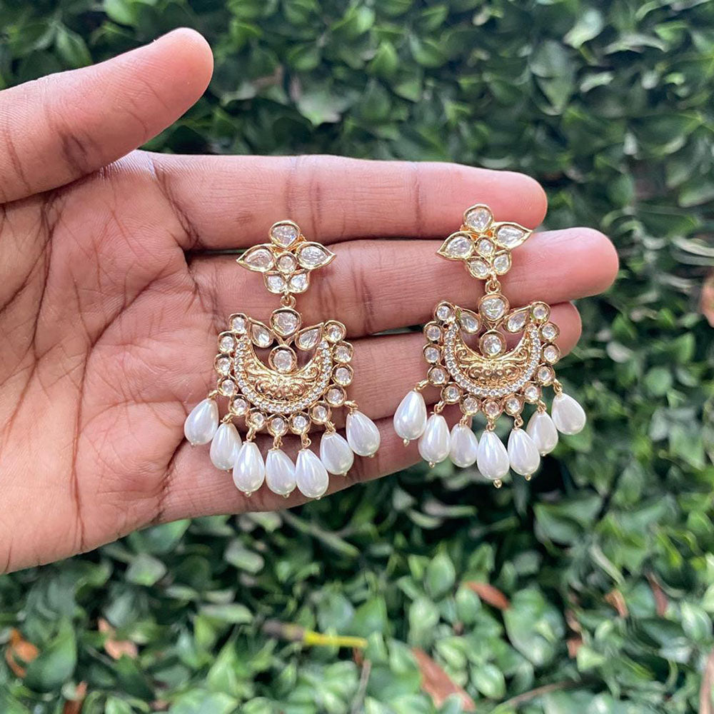 Royal Kundan Jewellery Royal Look Polki Kundan Stone And Meenakari Dangler Earrings