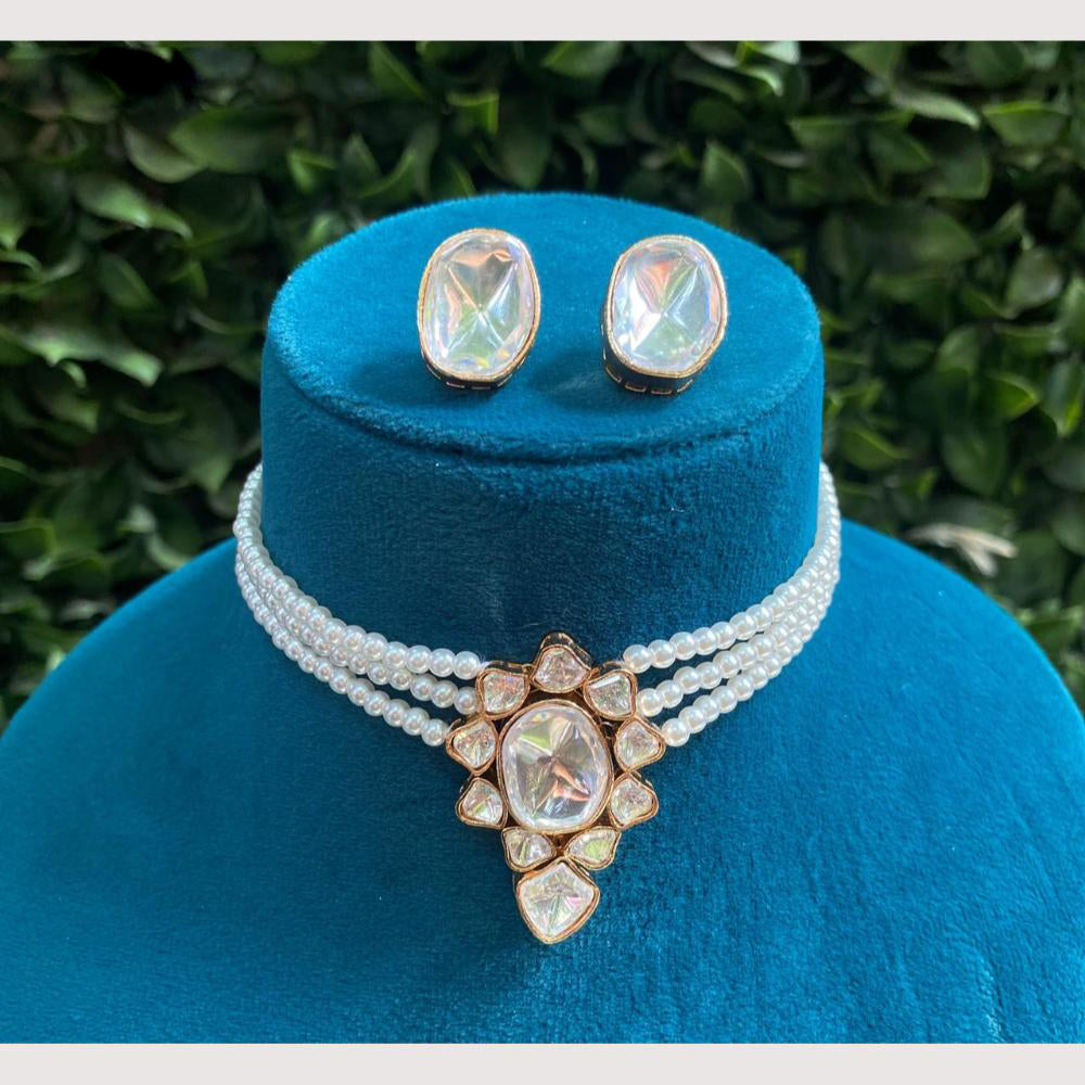 Royal Kundan Jewellery Designer Polki Kundan Pearl Choker Necklace Set