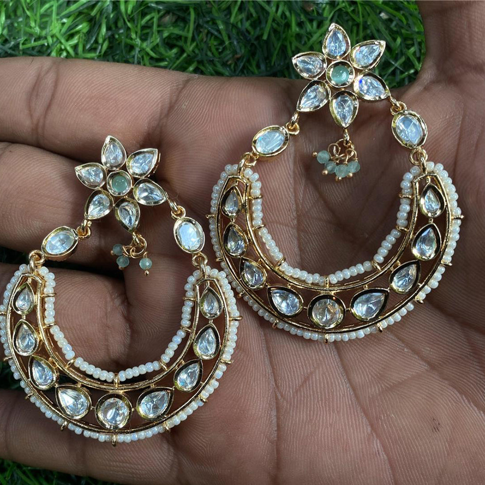 Royal Kundan Jewellery Royal Look Polki Kundan Stone And Pearl Dangler Earrings
