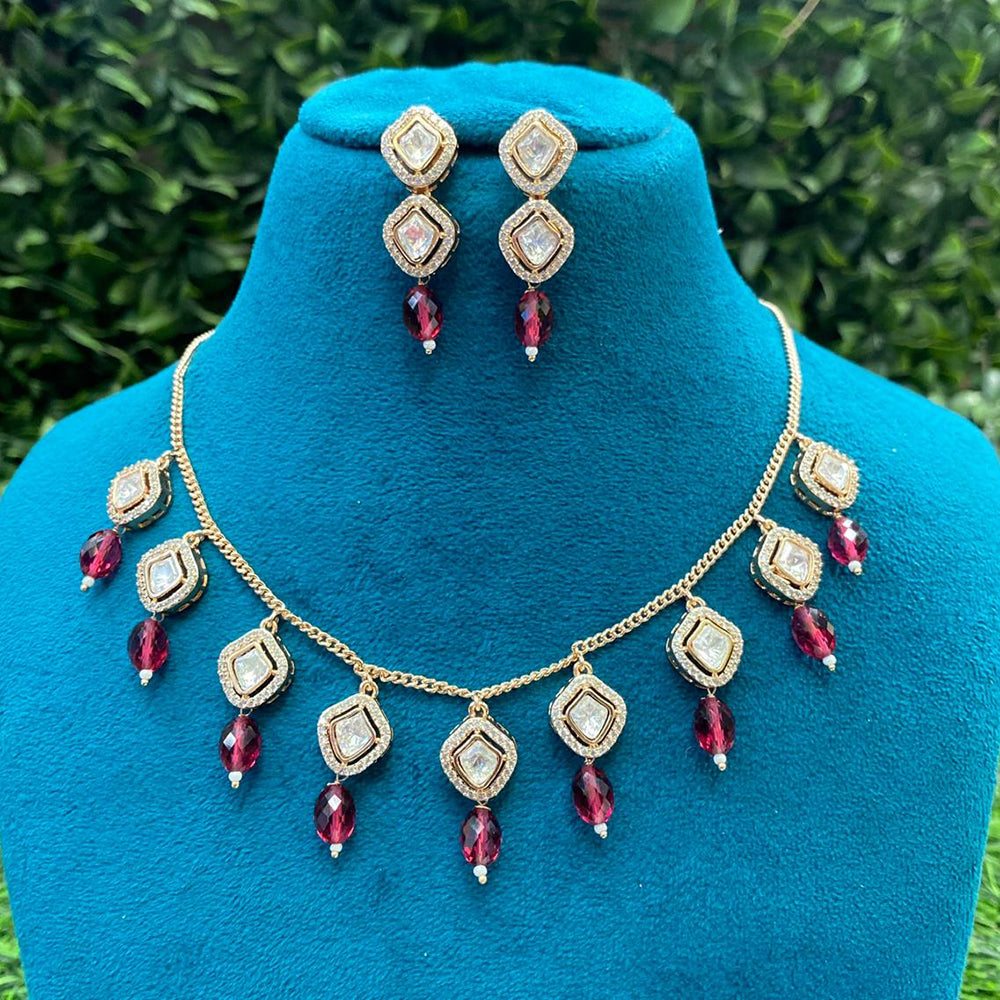 Royal Kundan Jewellery Polki Kundan Stone  And Beads Necklace Set