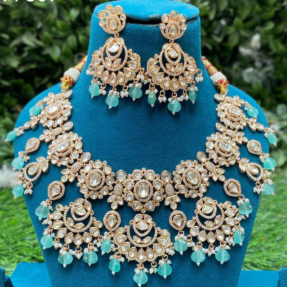 Royal Kundan Jewellery Polki Kundan Stone Pearl And Beads Designer Necklace Set