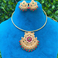 Royal Kundan Jewellery Grand Pota Stone And Pearl Necklace Set