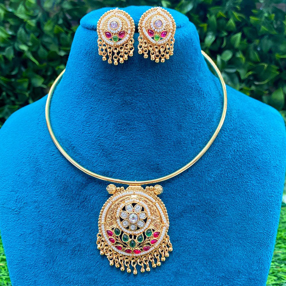 Royal Kundan Jewellery Grand Pota Stone And Pearl Necklace Set