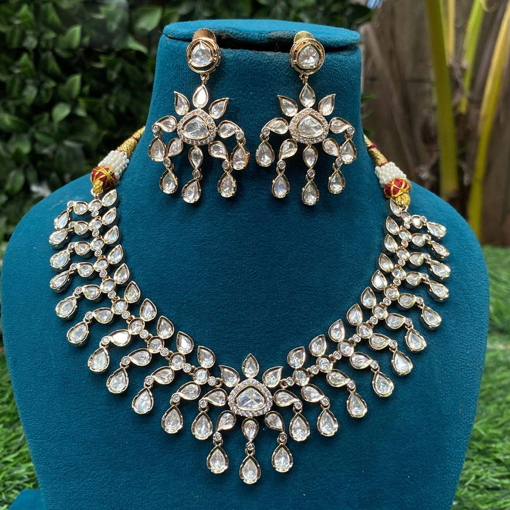 Royal Kundan Jewellery Designer Polki Kundan Stone Necklace Set