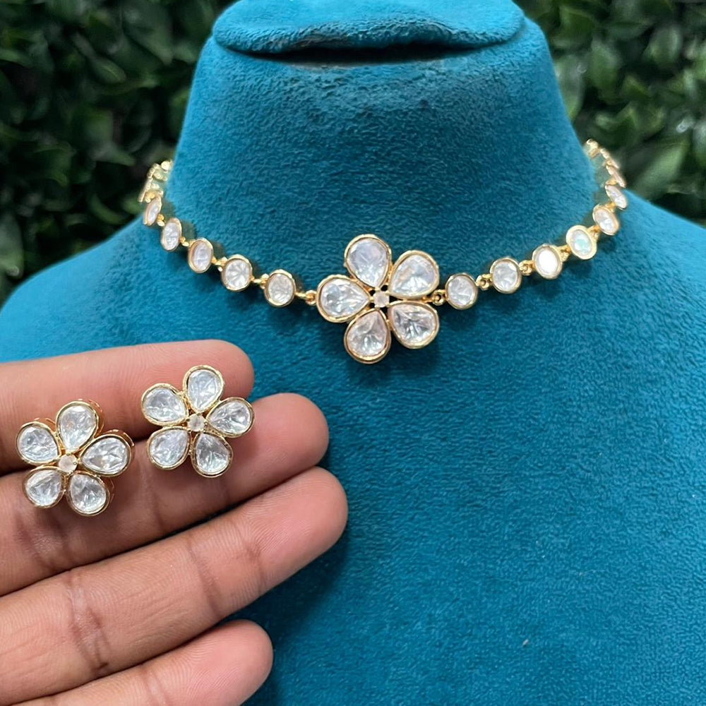 Royal Kundan Jewellery Polki Kundan Stone Choker Necklace Set