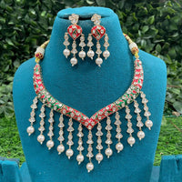 Royal Kundan Jewellery Polki Kundan And Beads Meenakari Necklace Set