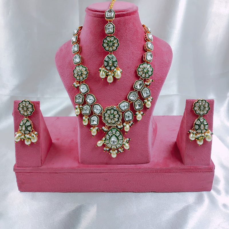 Stylofinds Gold Plated Crystal Stone And Beads Necklace Set