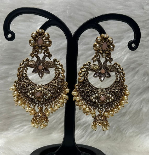 Infinity Jewels Gold Plated Pota Stone Dangler Earrings