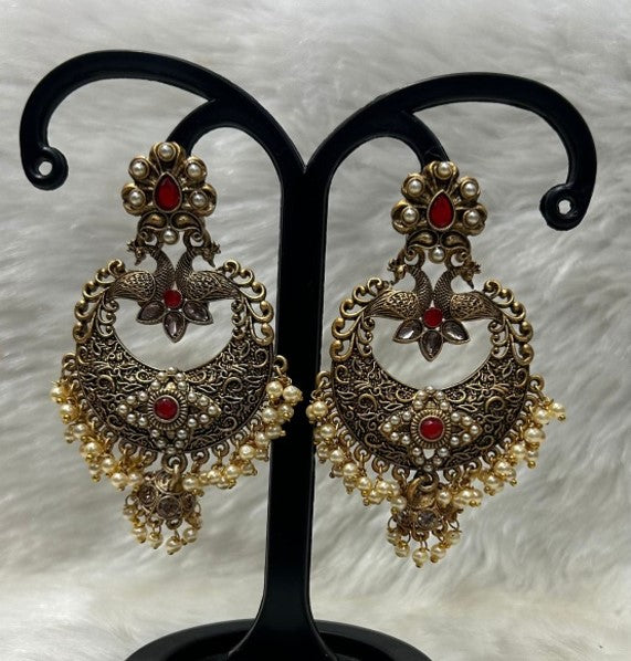 Infinity Jewels Gold Plated Pota Stone Dangler Earrings