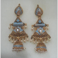 Infinity Jewels Gold Plated Crystal Stone And Meenakari Jhumki Earrings