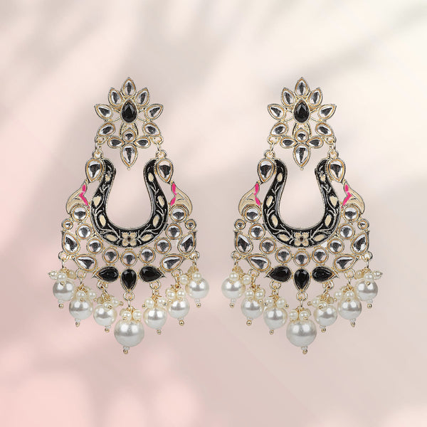 Wearhouse Fashion Gold Plated Kundan Dangler Earrings