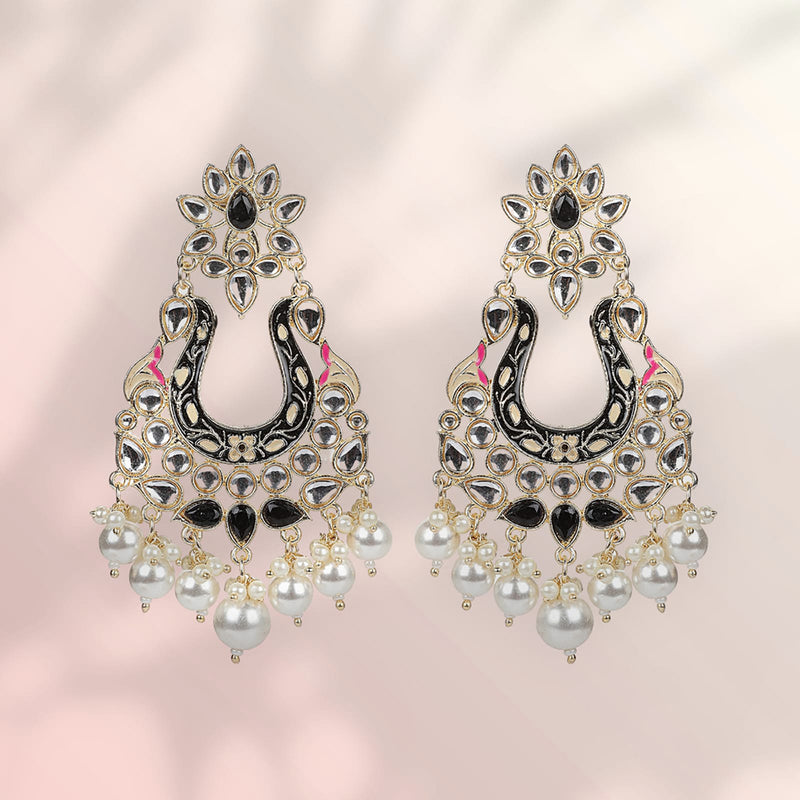 Wearhouse Fashion Gold Plated Kundan Dangler Earrings