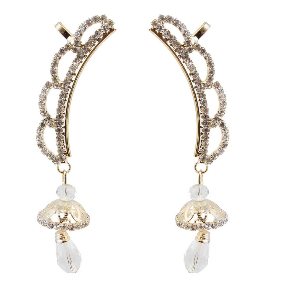 Hania Jewels Gold Plated Austrain Stone Earcuff Jhumki Earrings