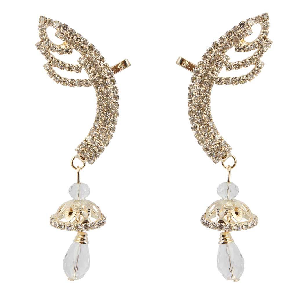 Hania Jewels Gold Plated Austrain Stone Earcuff Jhumki Earrings