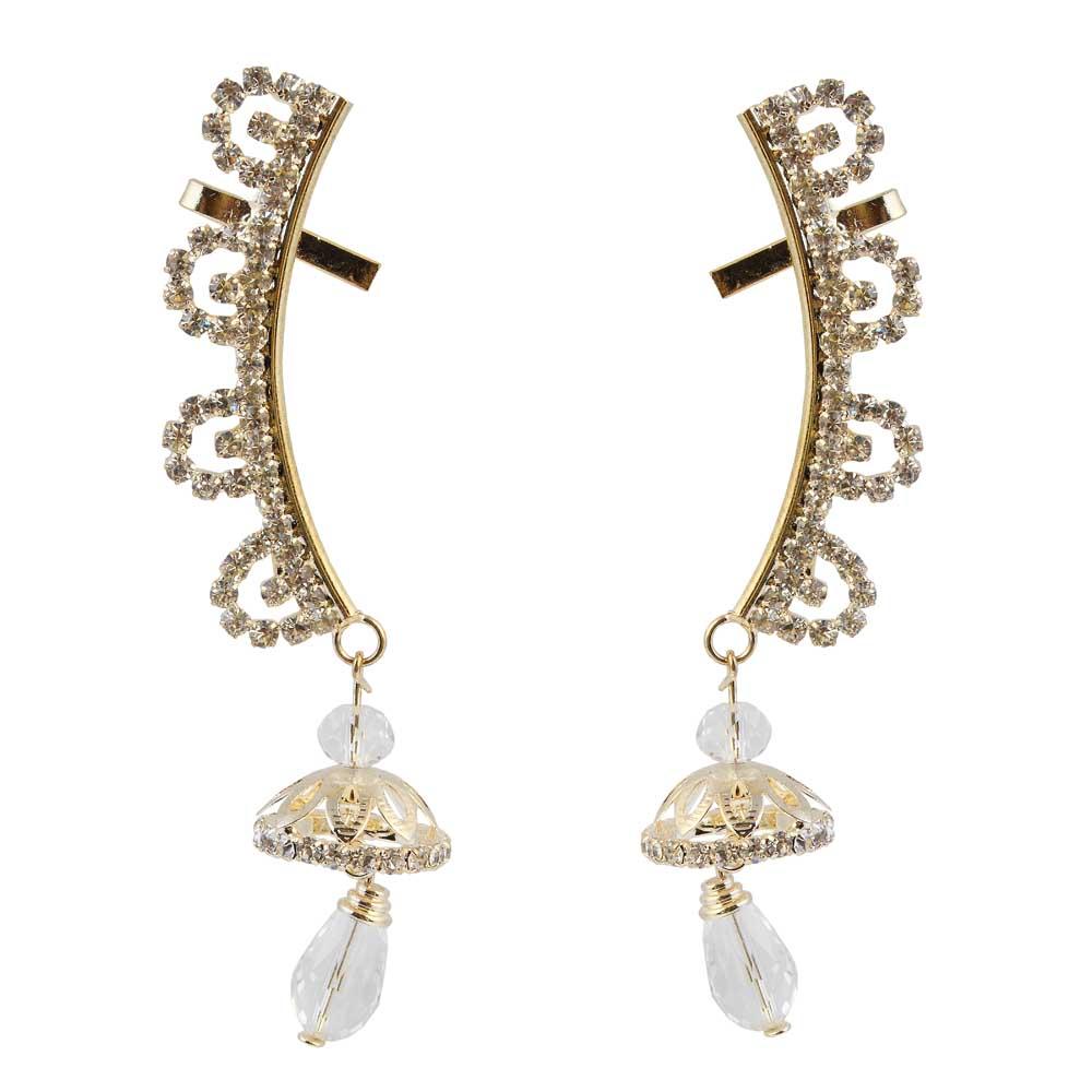 Hania Jewels Gold Plated Austrain Stone Earcuff Jhumki Earrings