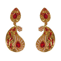 Hania Jewels Gold Plated Pearl Meenakari Dangler Earrings