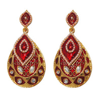 Hania Jewels Gold Plated Kundan Stone And  Pearl Meenakari Dangler Earrings