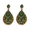 Hania Jewels Gold Plated Kundan Stone And  Pearl Meenakari Dangler Earrings