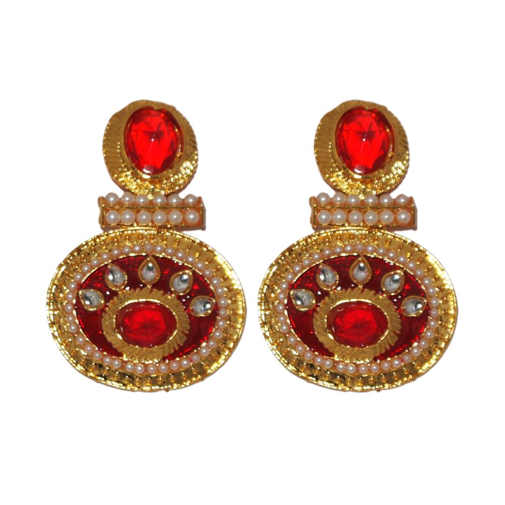 Hania Jewels Gold Plated Kundan Stone And  Pearl Dangler Earrings