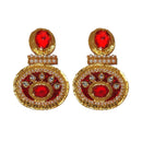 Hania Jewels Gold Plated Kundan Stone And  Pearl Dangler Earrings