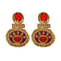 Hania Jewels Gold Plated Kundan Stone And  Pearl Dangler Earrings