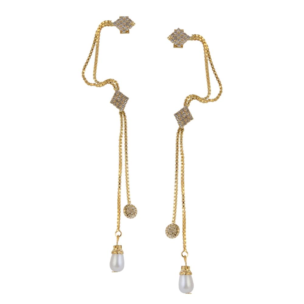 Hania Jewels Gold Plated Austrain Stone Dangler Earrings