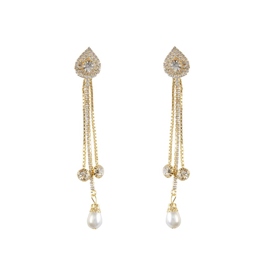 Hania Jewels Gold Plated Austrain Stone Dangler Earrings
