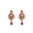 Hania Jewels Gold Plated Austrain Stone And Pearl Dangler Earrings
