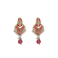 Hania Jewels Gold Plated Austrain Stone And Pearl Dangler Earrings
