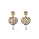 Hania Jewels Gold Plated Austrain Stone And Pearl Dangler Earrings