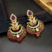 Hania Jewels Gold Plated Austrain Stone And Pearl Dangler Earrings
