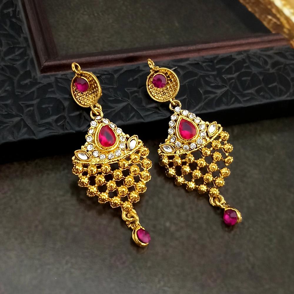 Hania Jewels Gold Plated Austrain Stone Dangler Earrings