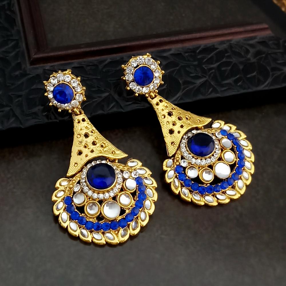 Hania Jewels Gold Plated Kundan Stone Dangler Earrings