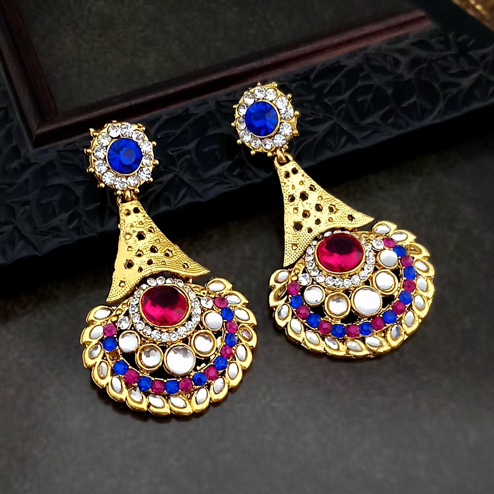 Hania Jewels Gold Plated Kundan Stone Dangler Earrings