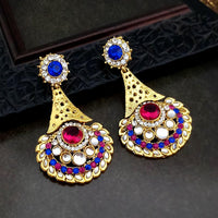 Hania Jewels Gold Plated Kundan Stone Dangler Earrings