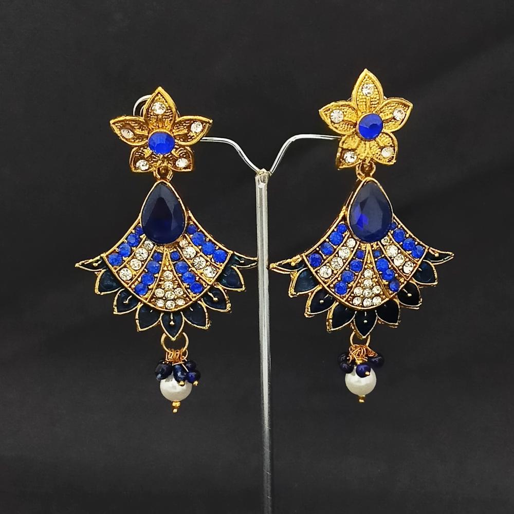 Hania Jewels Gold Plated Austrain Stone And Pearl Dangler Earrings